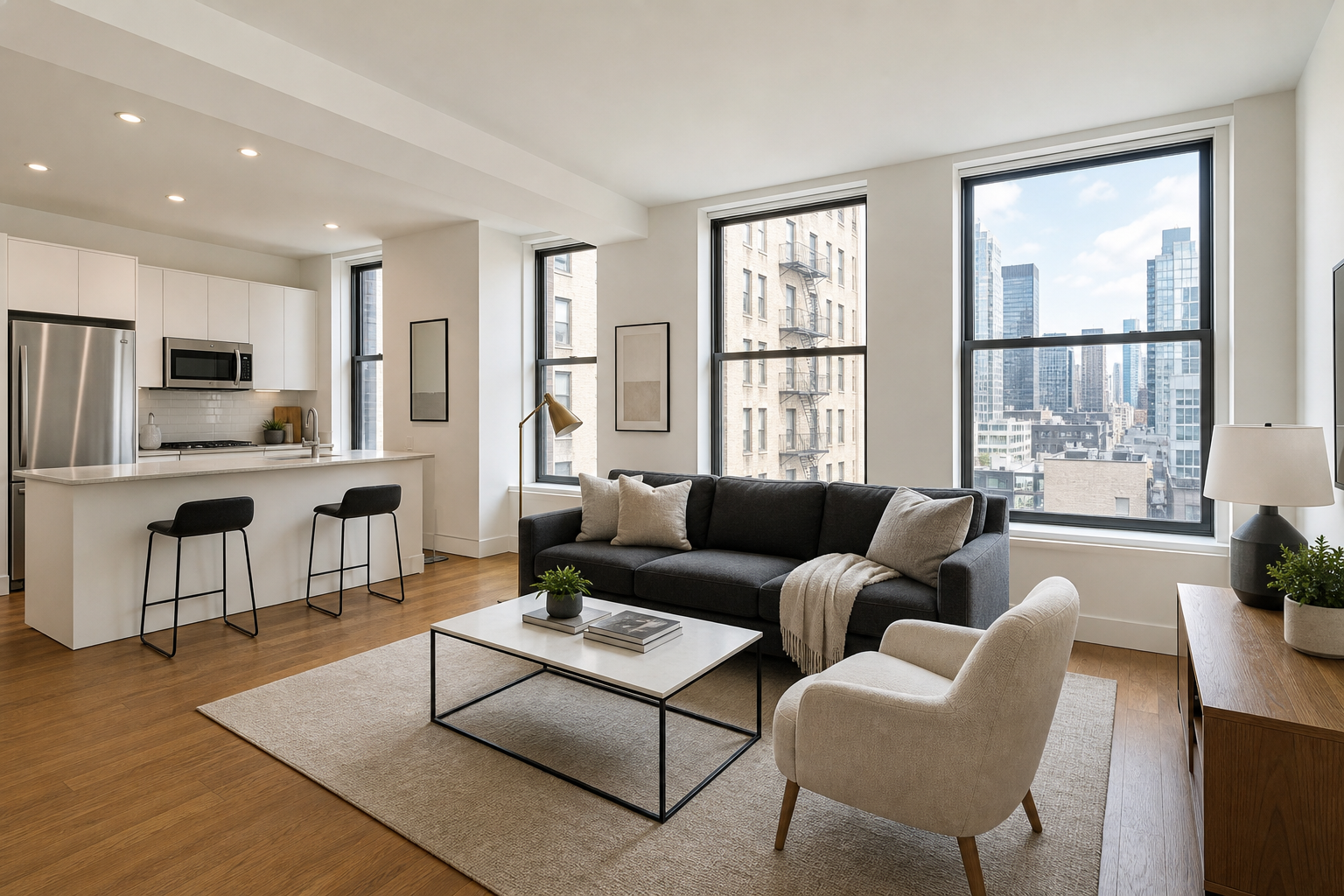 Empty New York apartment listing photo before lifestyle enhancement